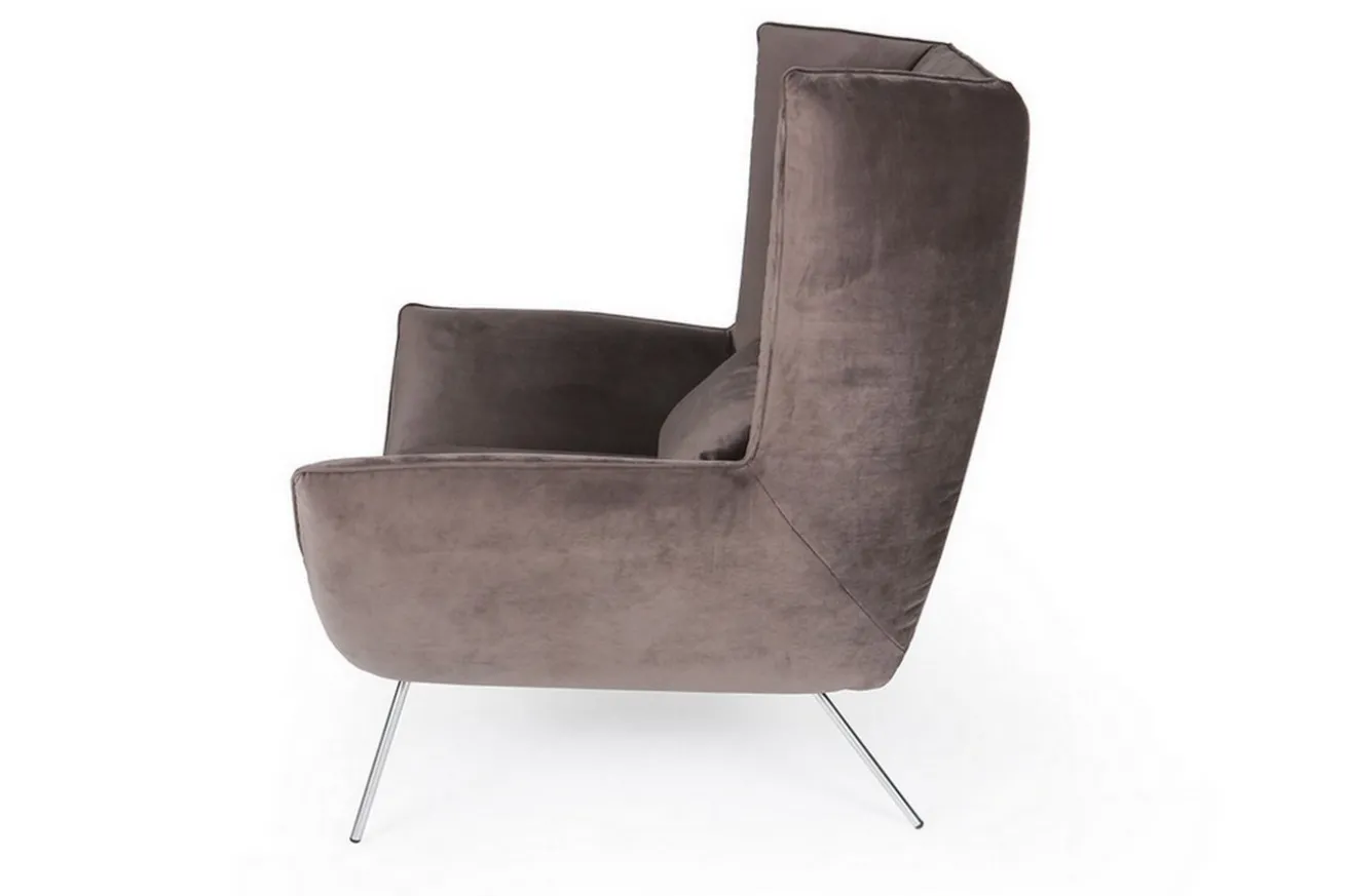 Loungesessel Evelin Velvet mit dem Sonderfuß chrome matt