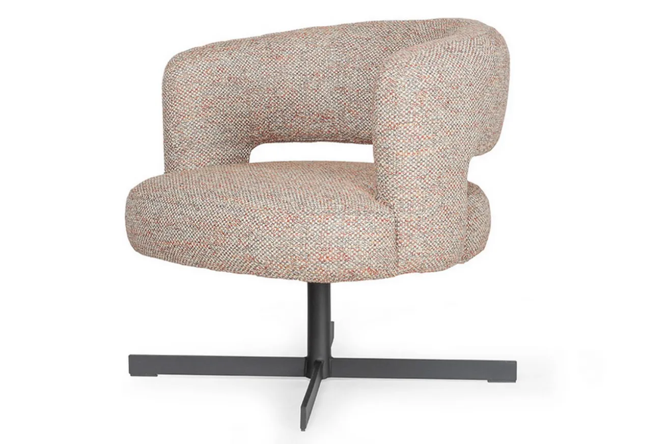 Low Dining Sessel Lennox Stoff hell gemustert