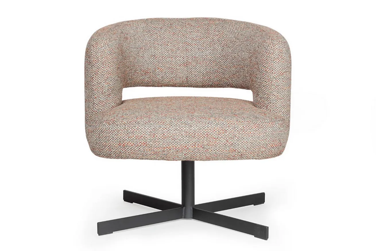 Low Dining Sessel Lennox Stoff hell gemustert