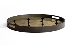 Notre Monde Tablett Dots braun rund D 48 cm