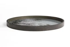 Notre Monde Tablett rund schwarz silber D 61 cm