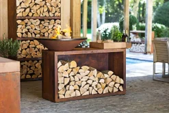 Ofyr Grill Island Corten 85 Teakholz