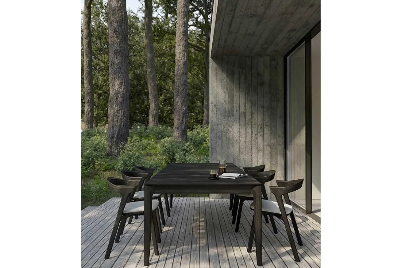 Outdoortisch Bok Teak schwarz 162 cm