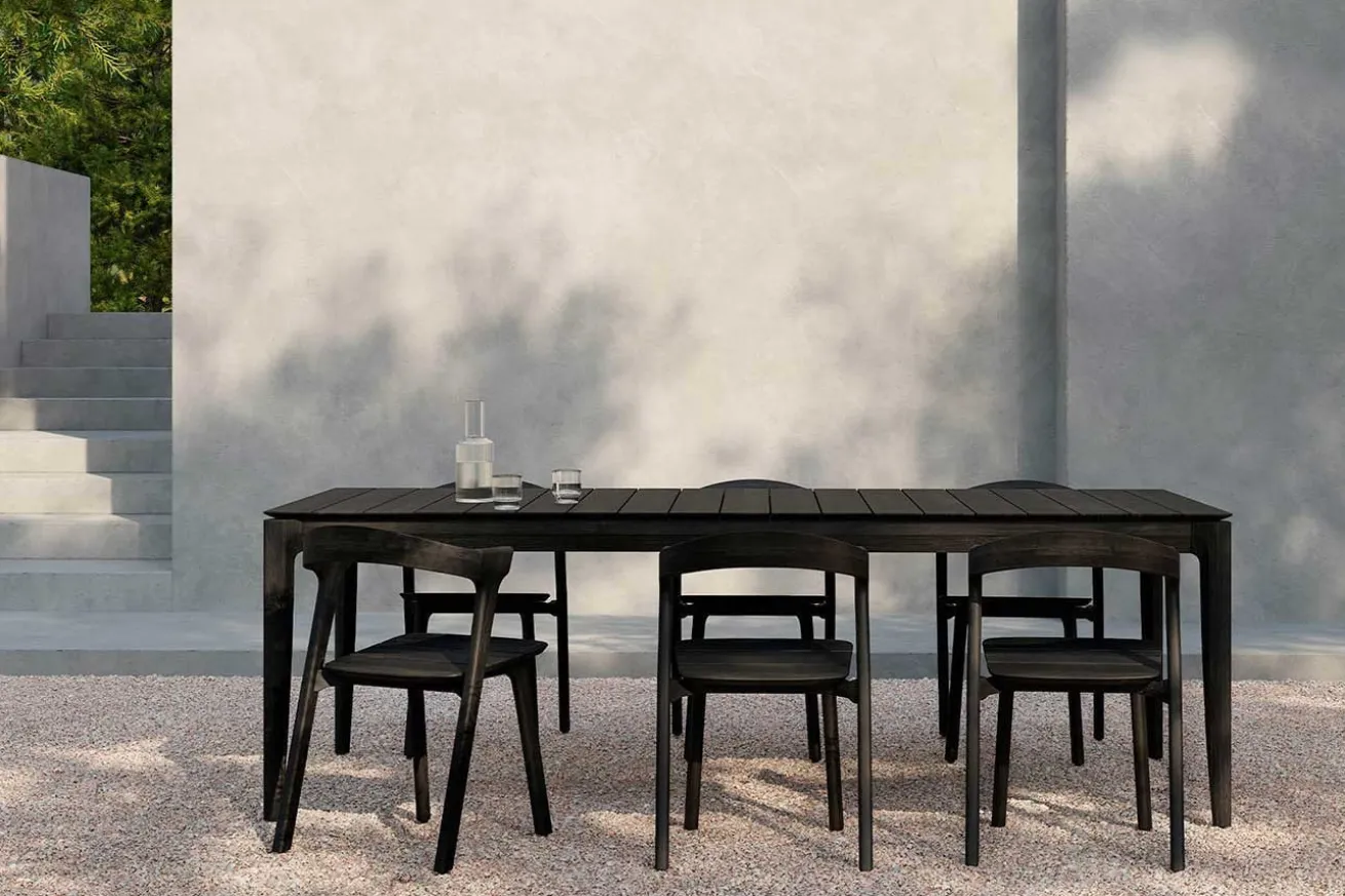 Outdoortisch Bok Teak schwarz 162 cm