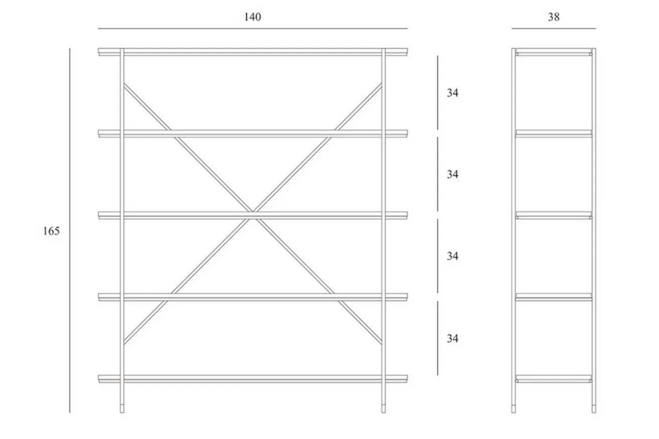 Regal Rise Eiche Metall H 165 cm