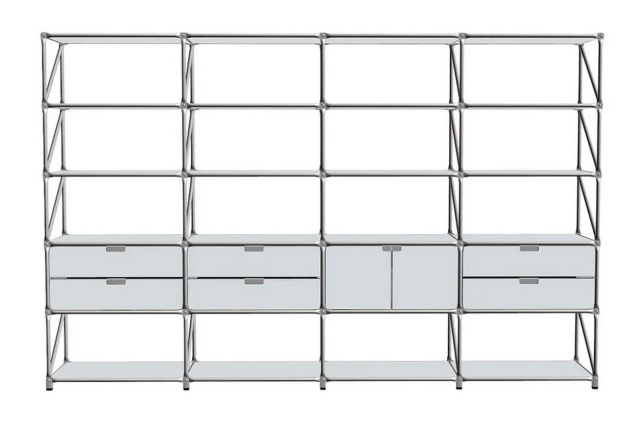 Regalwand System 180 lichtgrau B 291 cm