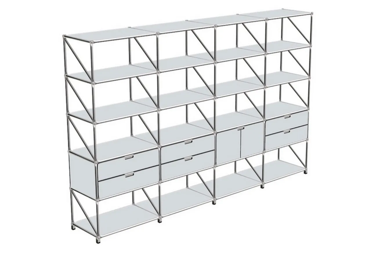 Regalwand System 180 lichtgrau B 291 cm