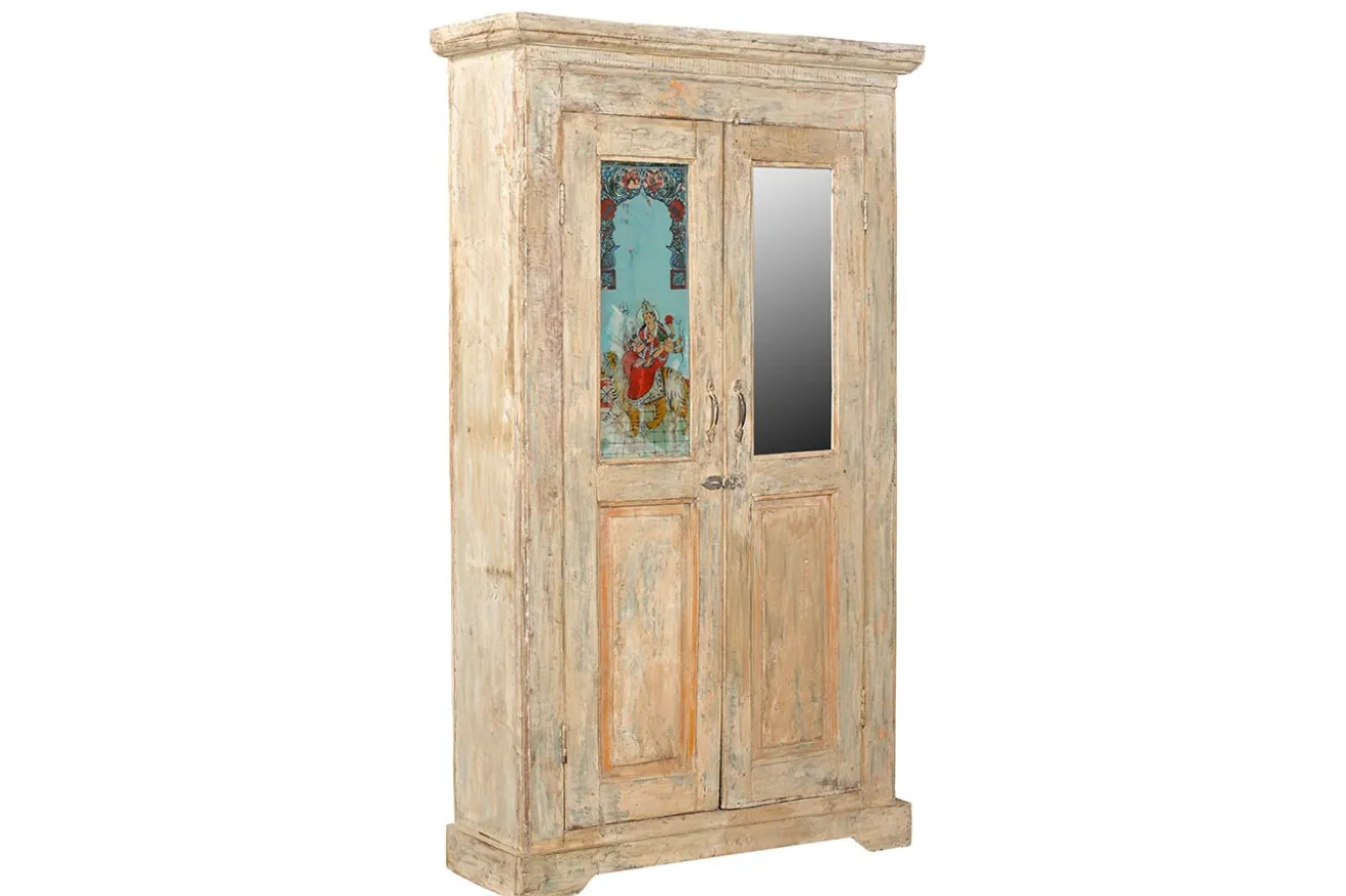 Schrank mit Bild Vintage white washed
