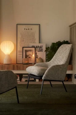 Sessel Dolly Stoff mit Leder mustard