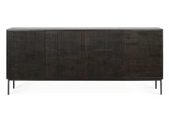 Sideboard Grooves Teak massiv B 202 cm
