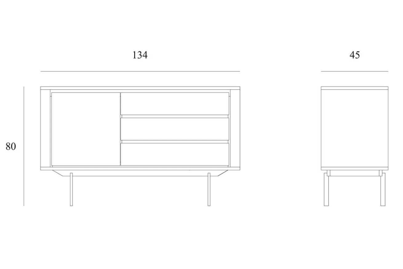Sideboard Oak Shadow Eiche massiv B 134 cm