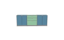 Sideboard System 180 blau-grün B 219 cm