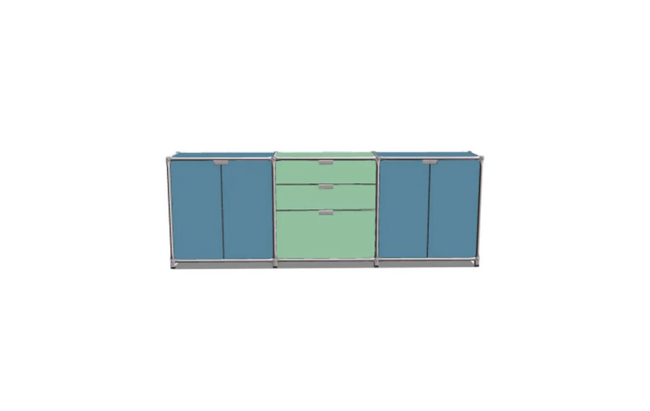 Sideboard System 180 blau-grün B 219 cm