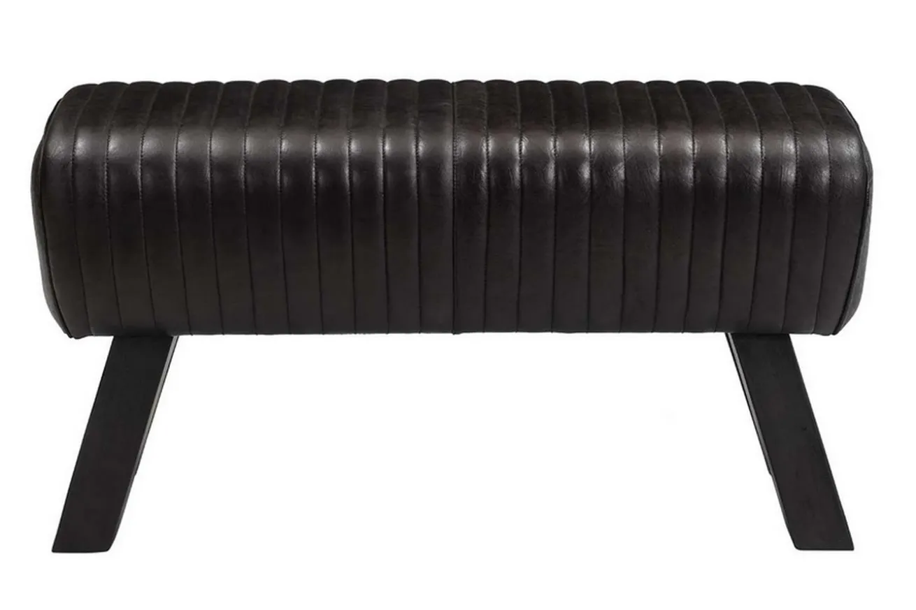 Sitzbank Vintage Leder schwarz B 87 cm