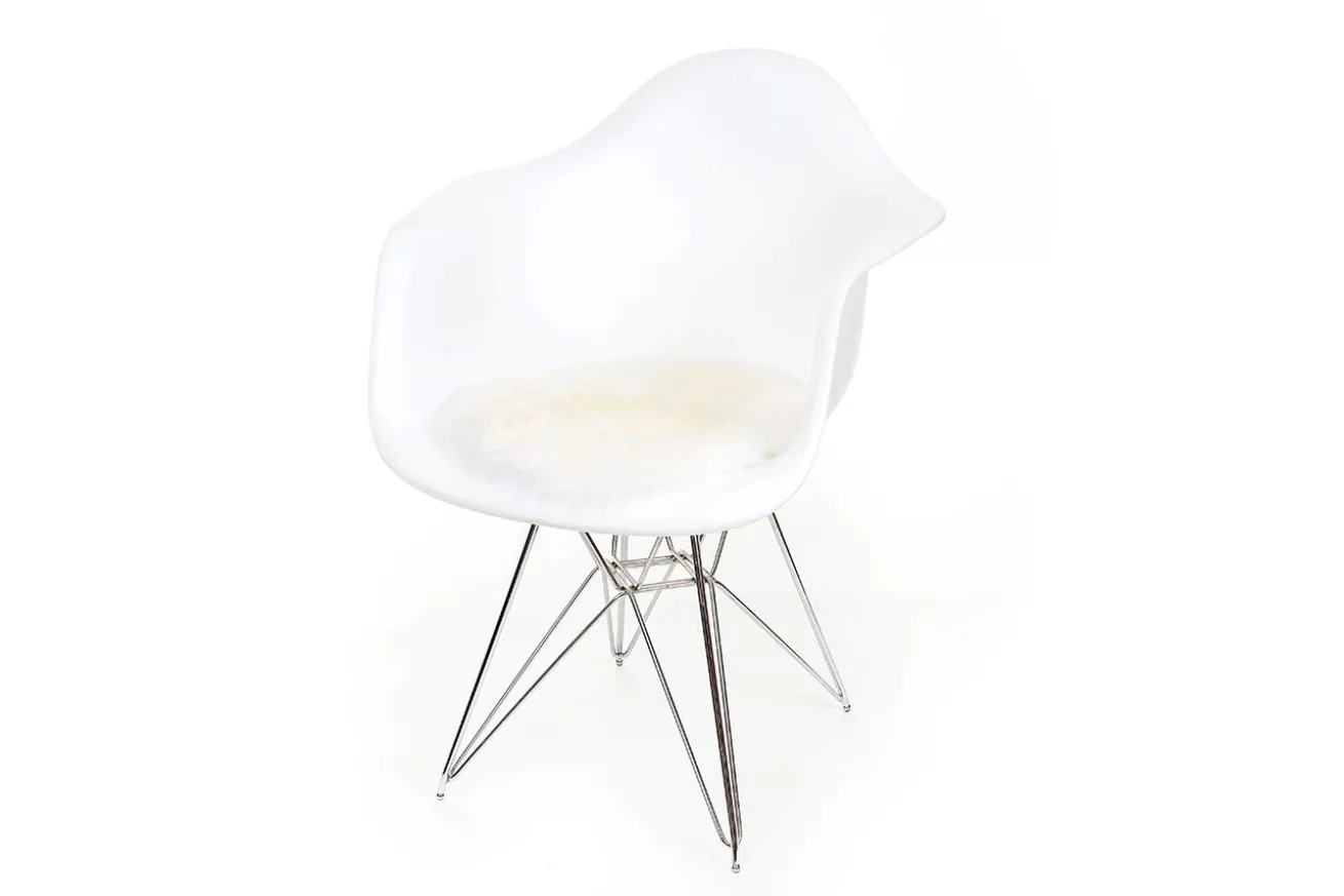 Sitzkissen Lammfell ivory rund