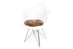 Sitzkissen Lammfell Taupe rund