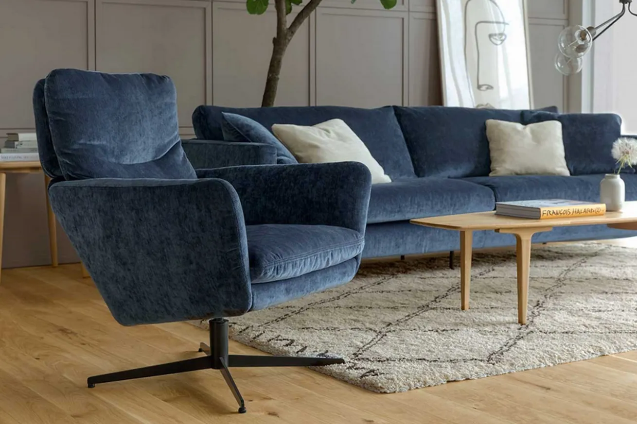 Sofa 3 Sitzer Impala Classic Samt dunkelblau