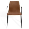 Stapelstuhl Maverick mit Arm Leder braun