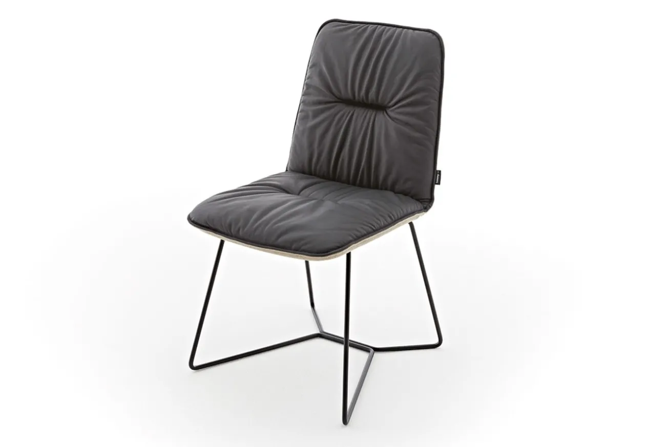 Stuhl Efendi Leder-Stoff Mix schwarz-sand Metallgestell standard