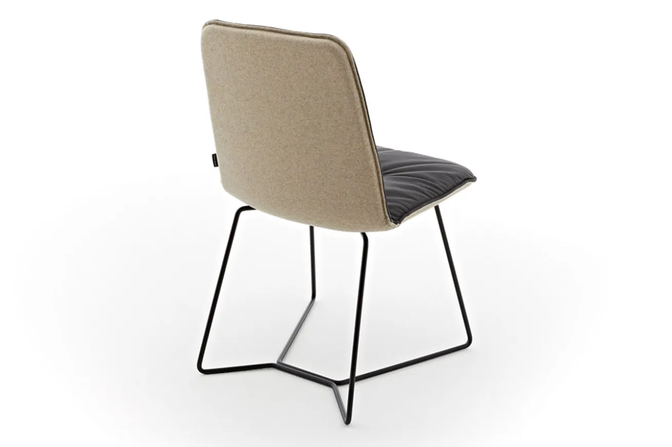 Stuhl Efendi Leder-Stoff Mix schwarz-sand Metallgestell standard