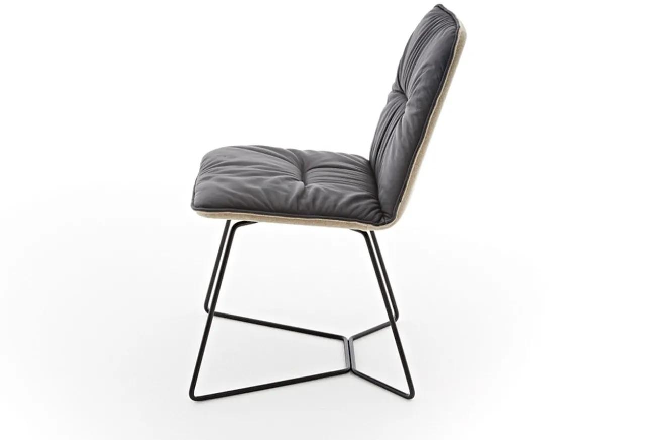 Stuhl Efendi Leder-Stoff Mix schwarz-sand Metallgestell standard