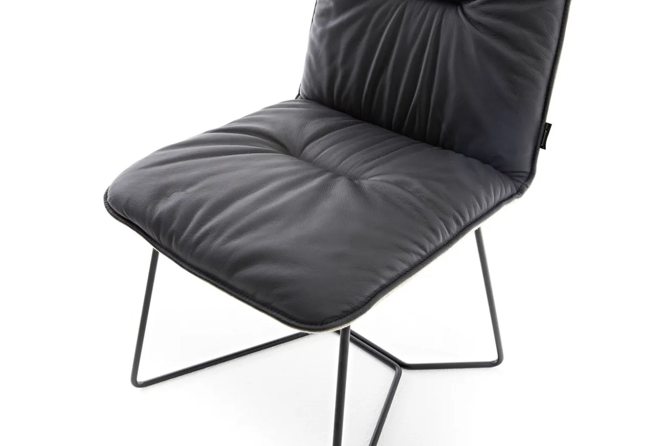 Stuhl Efendi Leder-Stoff Mix schwarz-sand Metallgestell standard