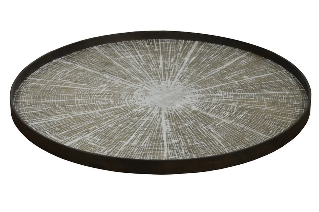 Tablett White Slice rund in braun grau D 92 cm