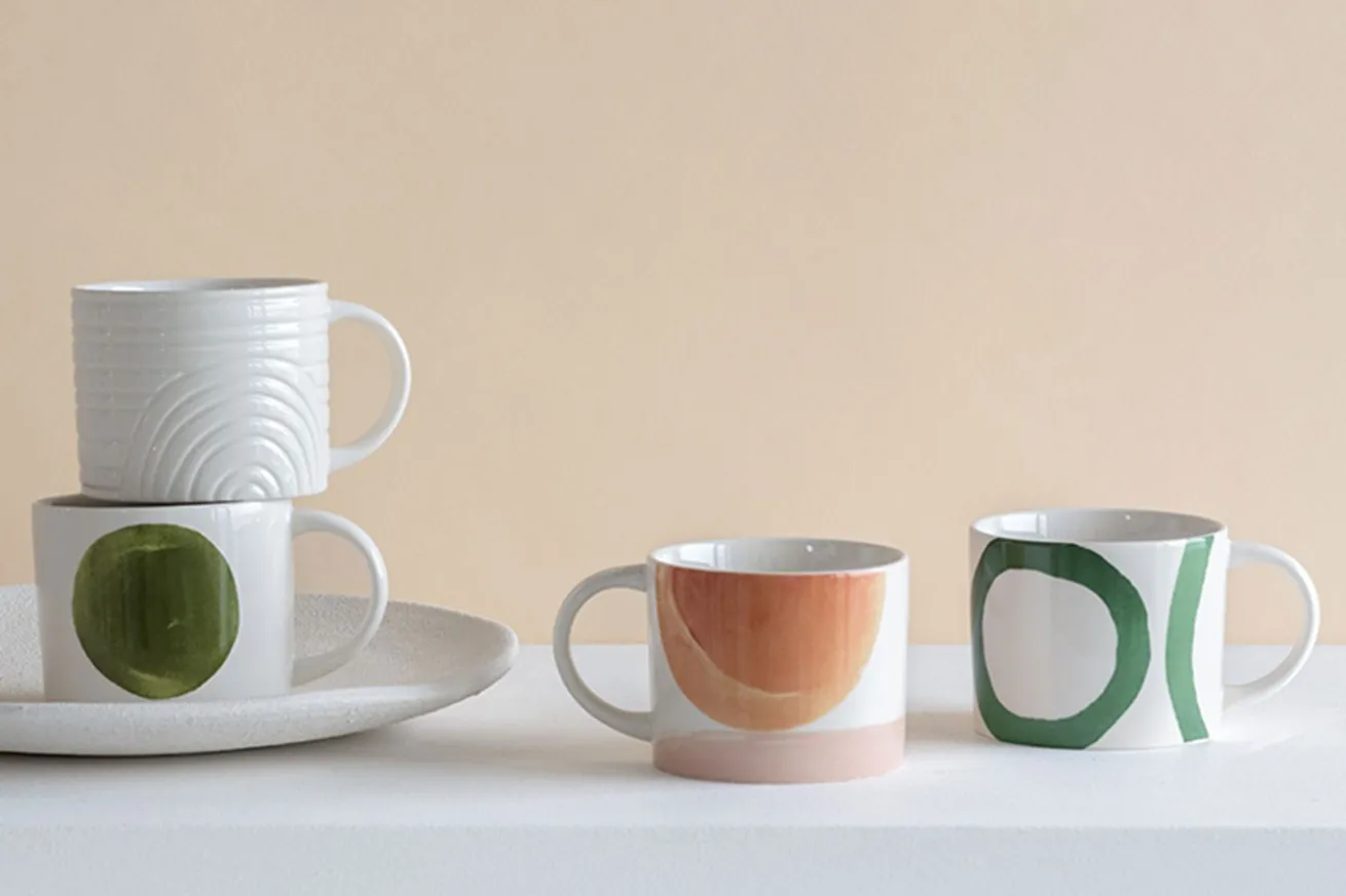 Tasse Tazza weiß-grün D 10,5 cm