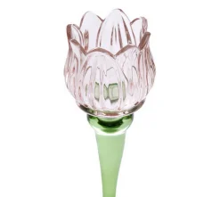 Teelicht auf Fuss rosa grün