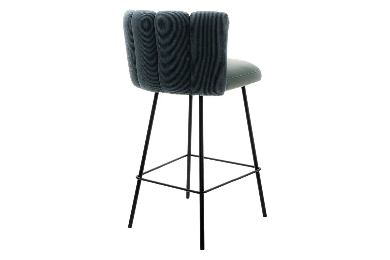 Thekenhocker Gaia Leder blau schmal