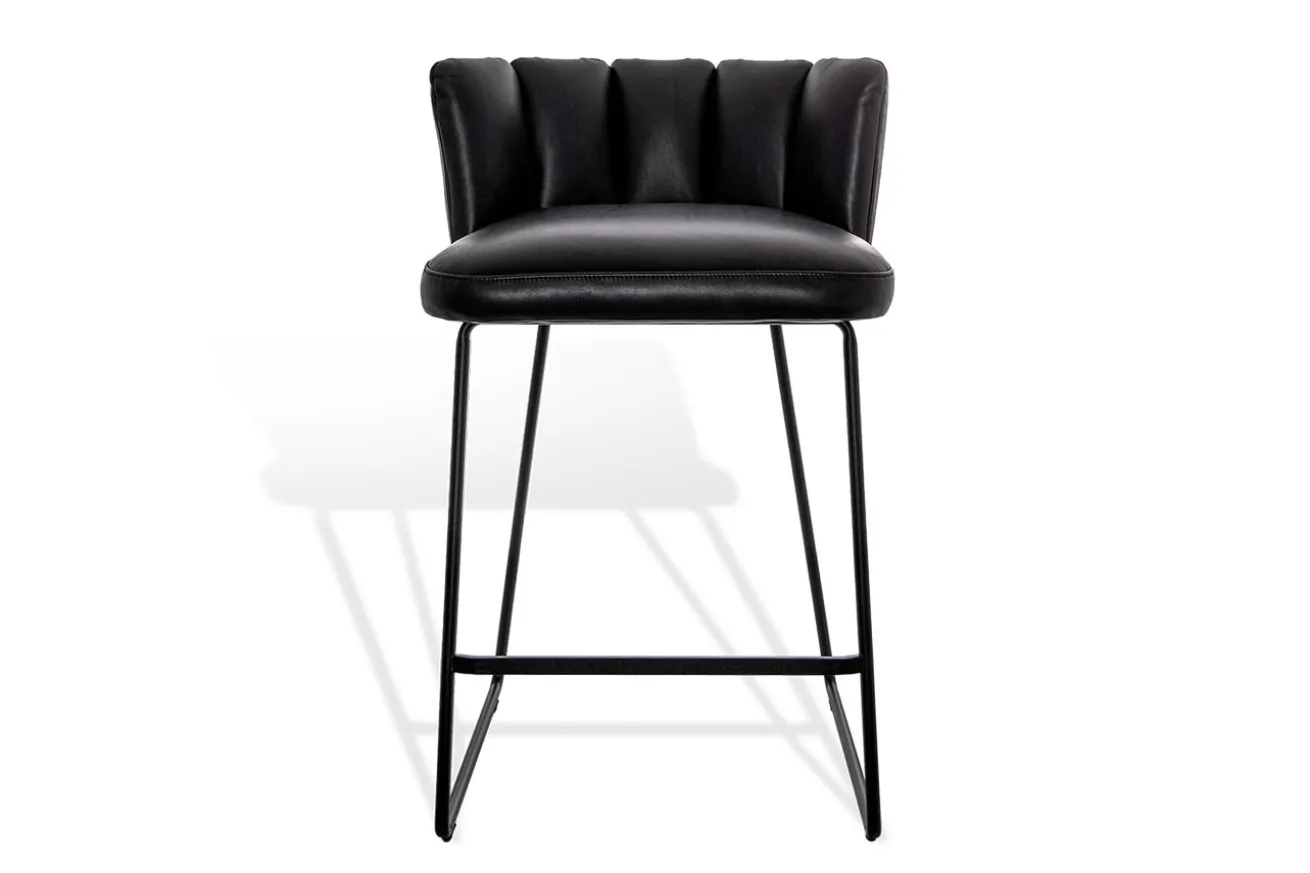 Thekenstuhl Gaia Leder schwarz H 90cm