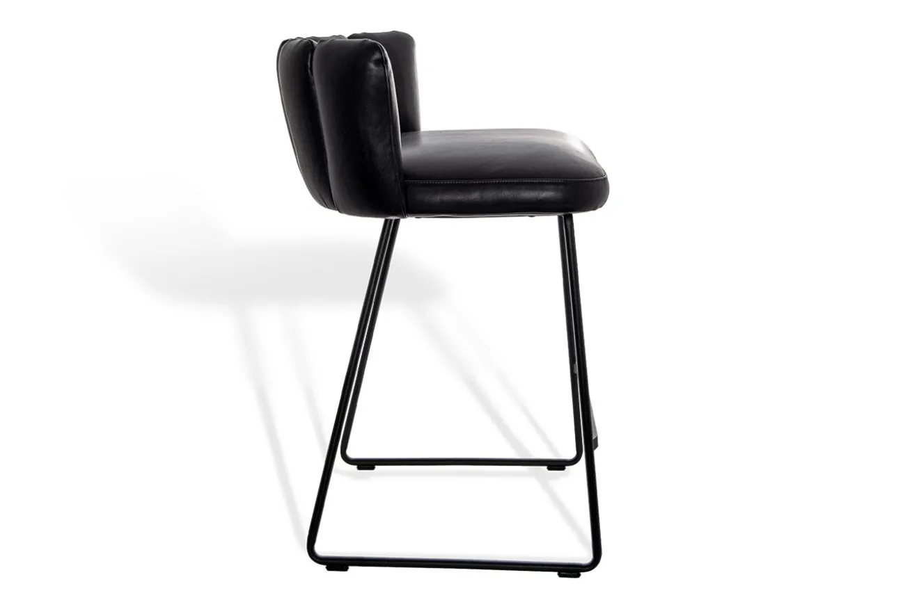Thekenstuhl Gaia Leder schwarz H 90cm