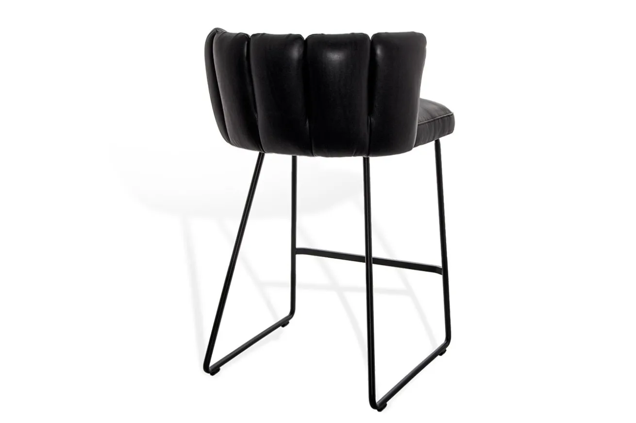 Thekenstuhl Gaia Leder schwarz H 90cm