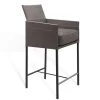Thekenstuhl Tex mit Arm Leder grau