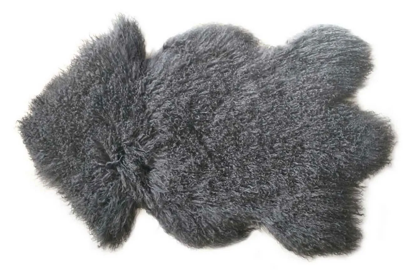 Tibetanisches Lammfell grau B 80 cm