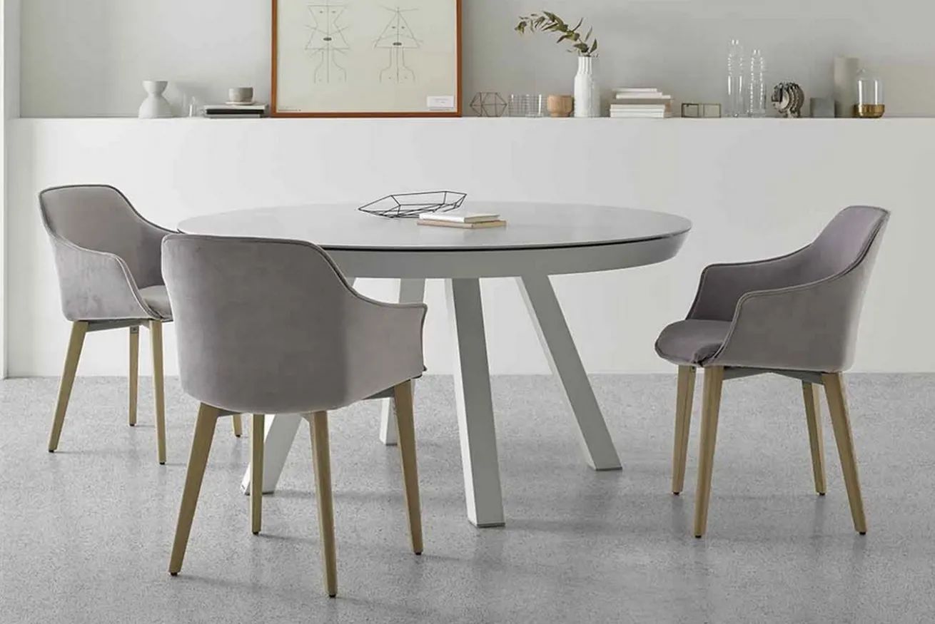 Tisch ausziehbar rund weiss 125