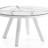 Tisch ausziehbar rund 125 weiss mit Marmoroptik
