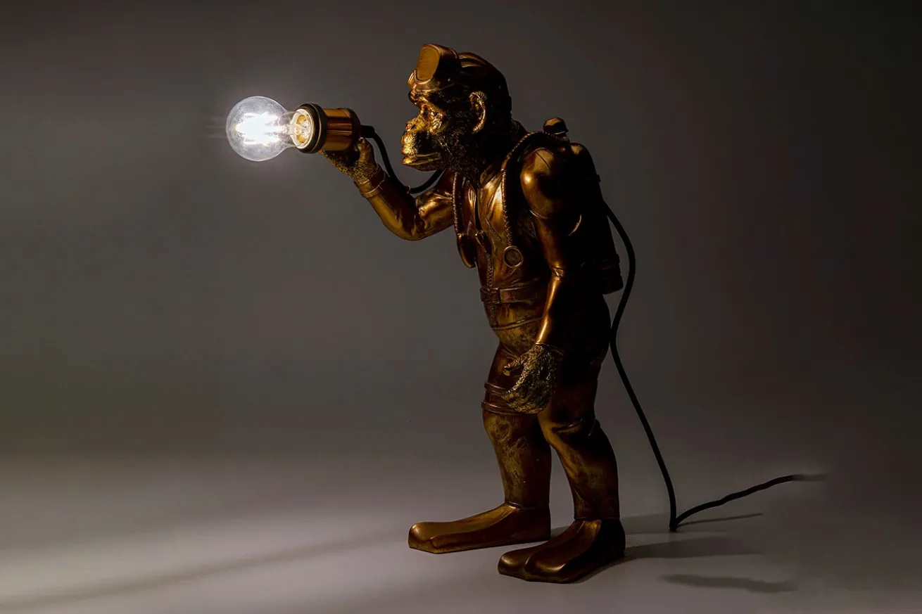 Tischlampe Affe Taucher gold