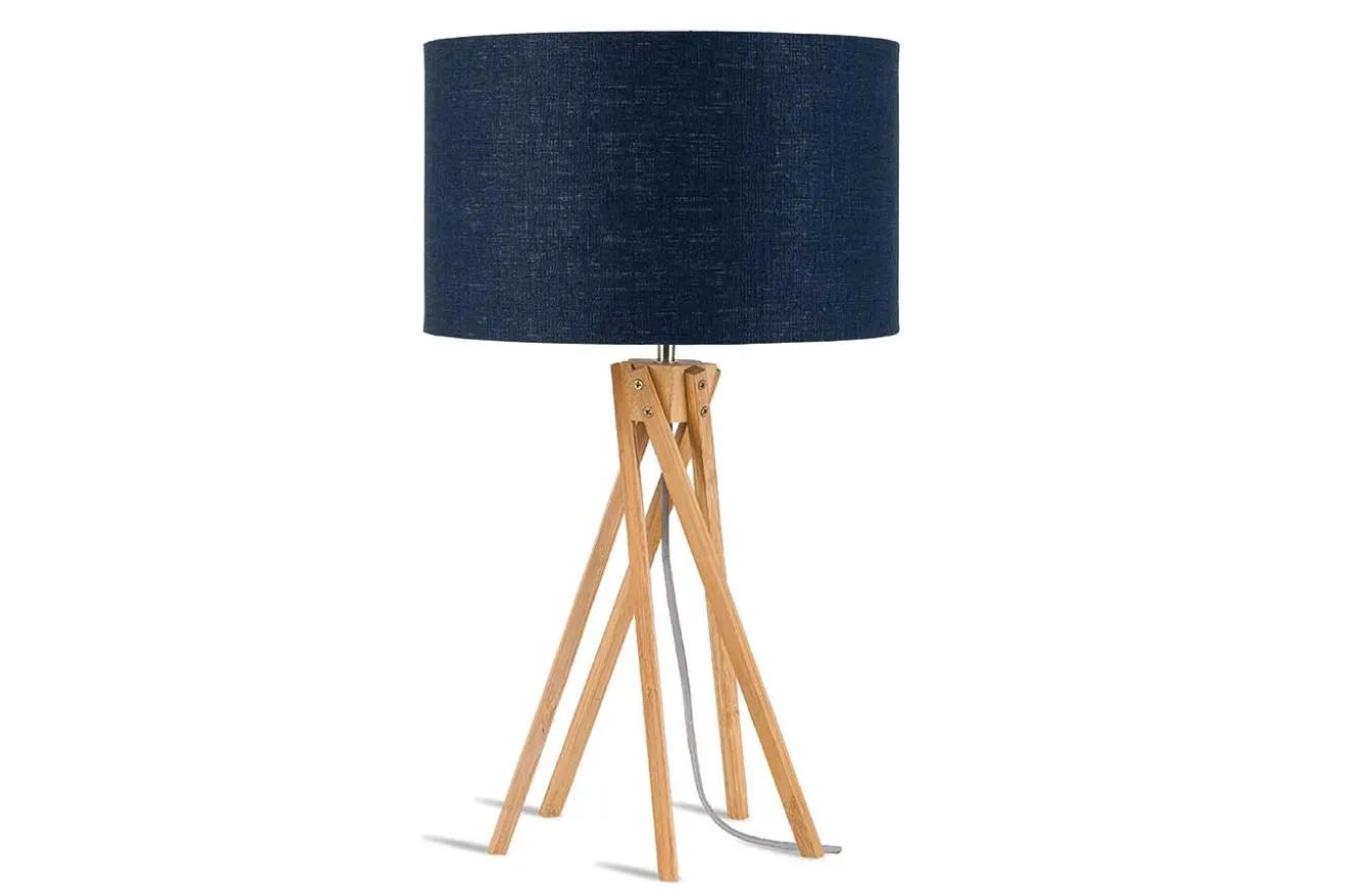 Tischlampe Kilimanjaro Bambus Textil blau