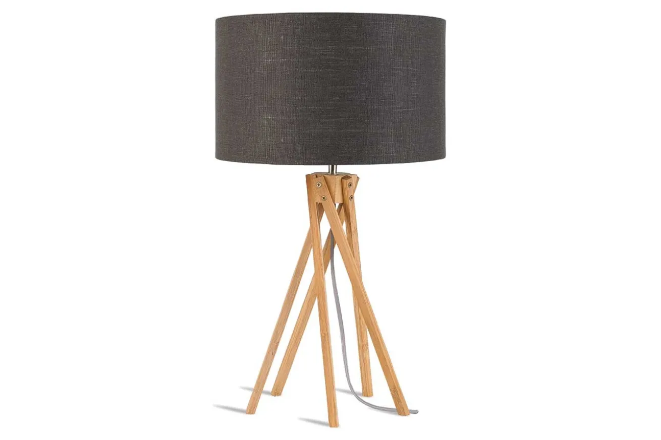 Tischlampe Kilimanjaro Bambus Textil grau