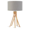 Tischlampe Kilimanjaro Bambus Textil hellgrau