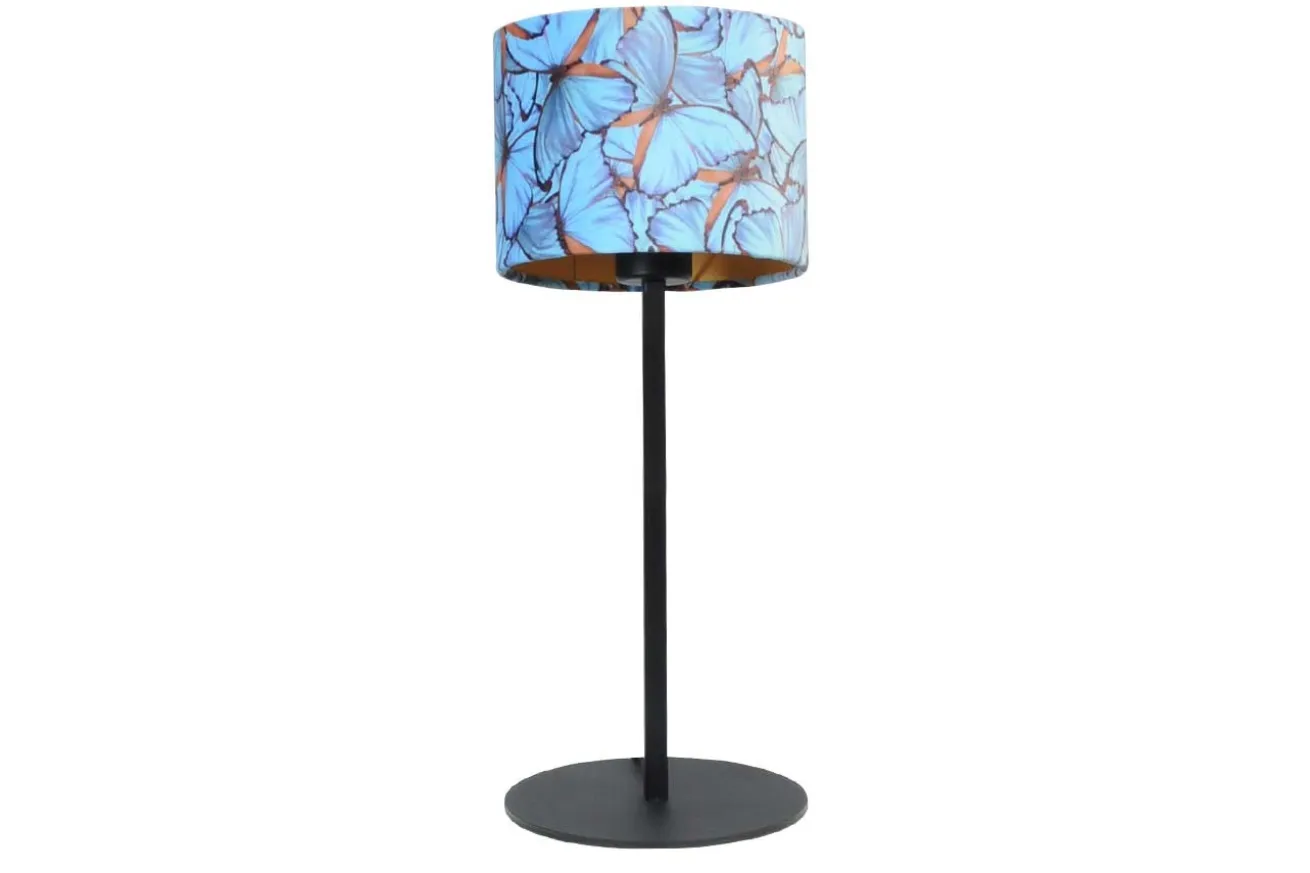 Tischleuchte Vera Samt blau H 55 cm