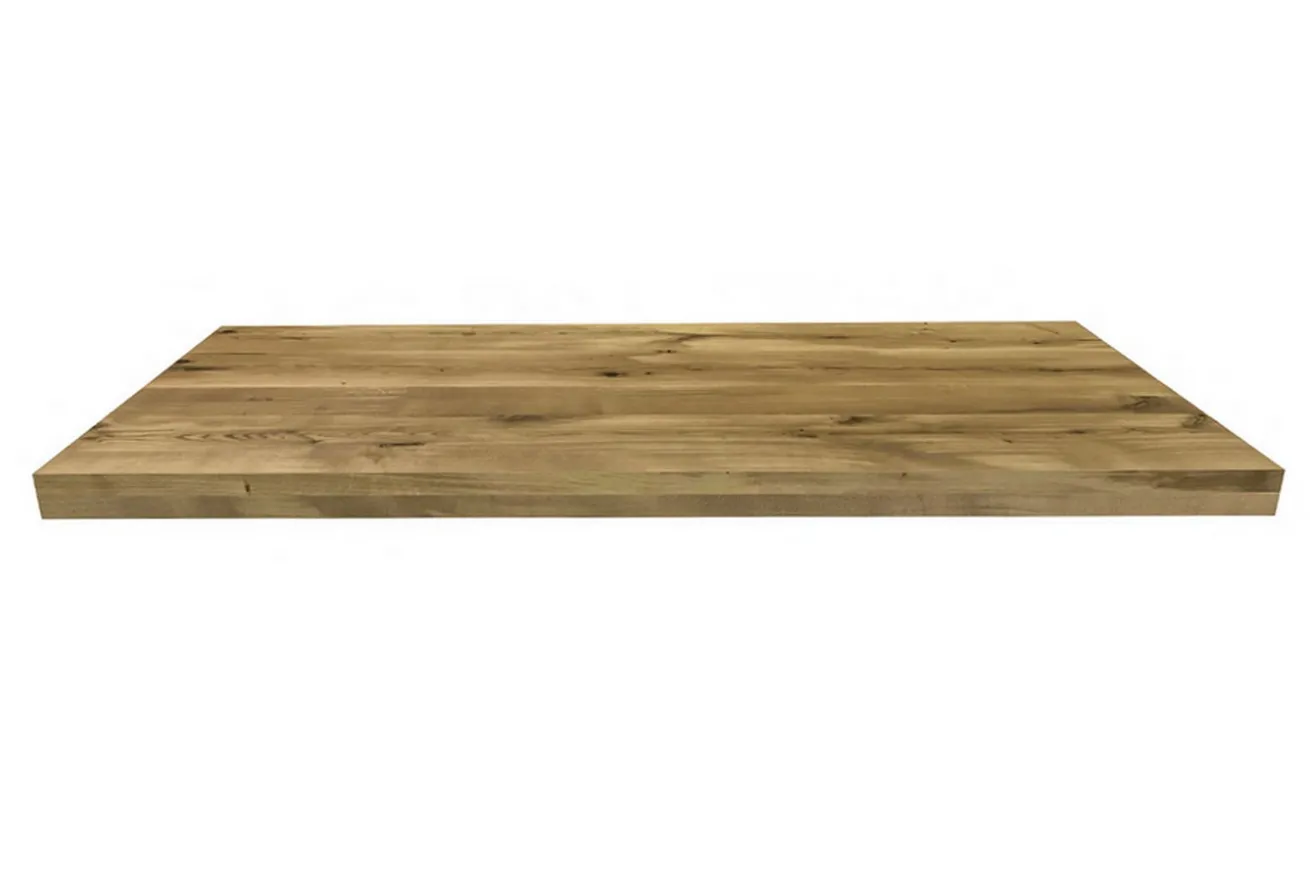 Tischplatte 8 cm astige Eiche massiv gerade Kante ab 60 cm konfigurierbar