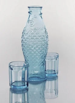 Trinkglas Fish & Fish blau H 9 cm
