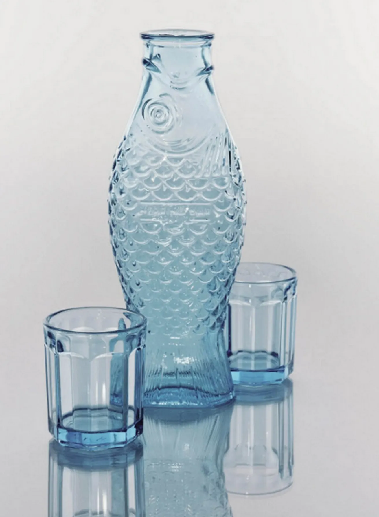Trinkglas Fish & Fish blau H 9 cm