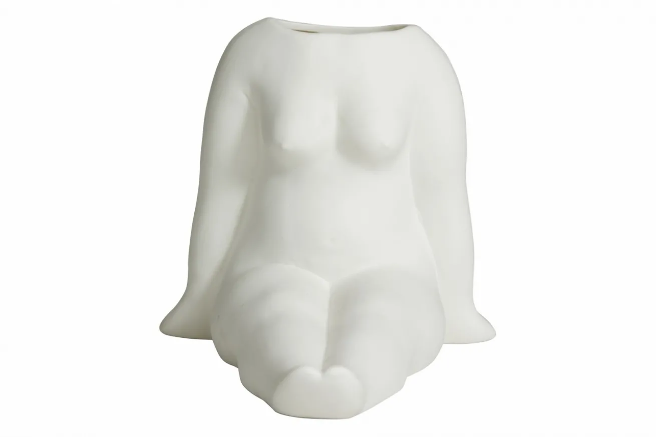 Vase Sitting Body Keramik weiß