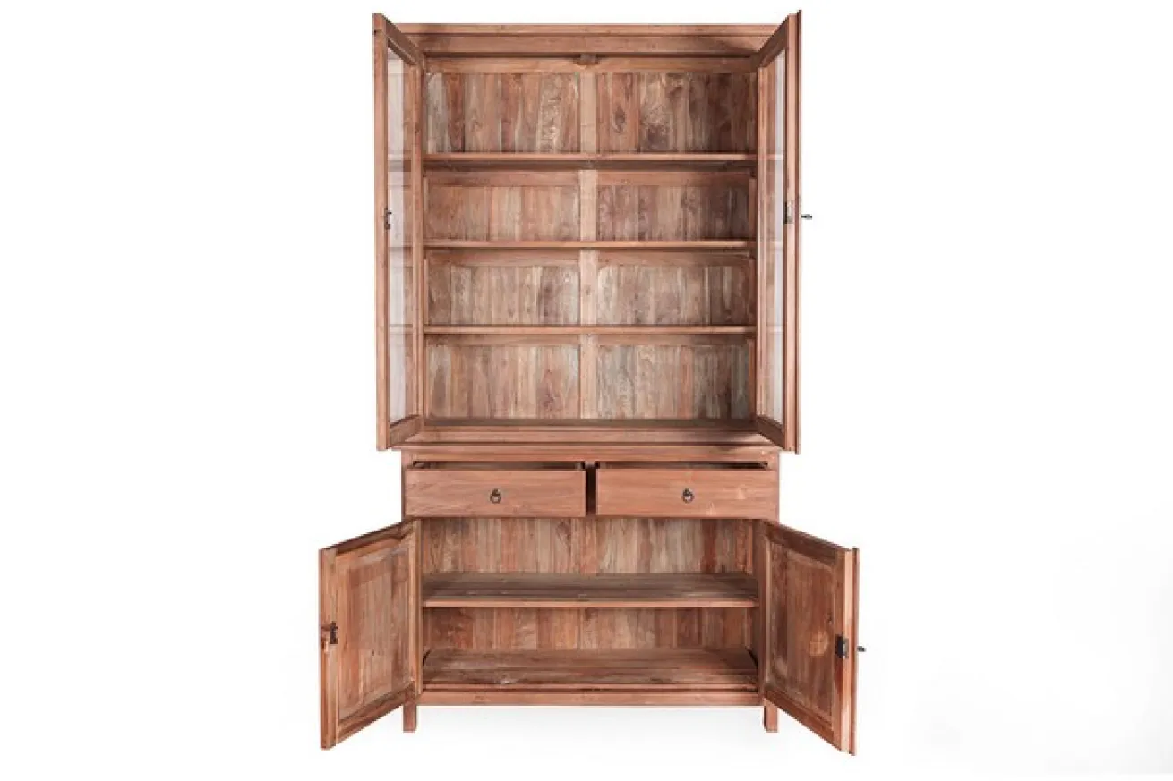 Vitrine Loft Teakholz massiv schmal