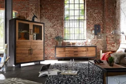 Vitrinenschrank Lucca Eiche H 180 cm