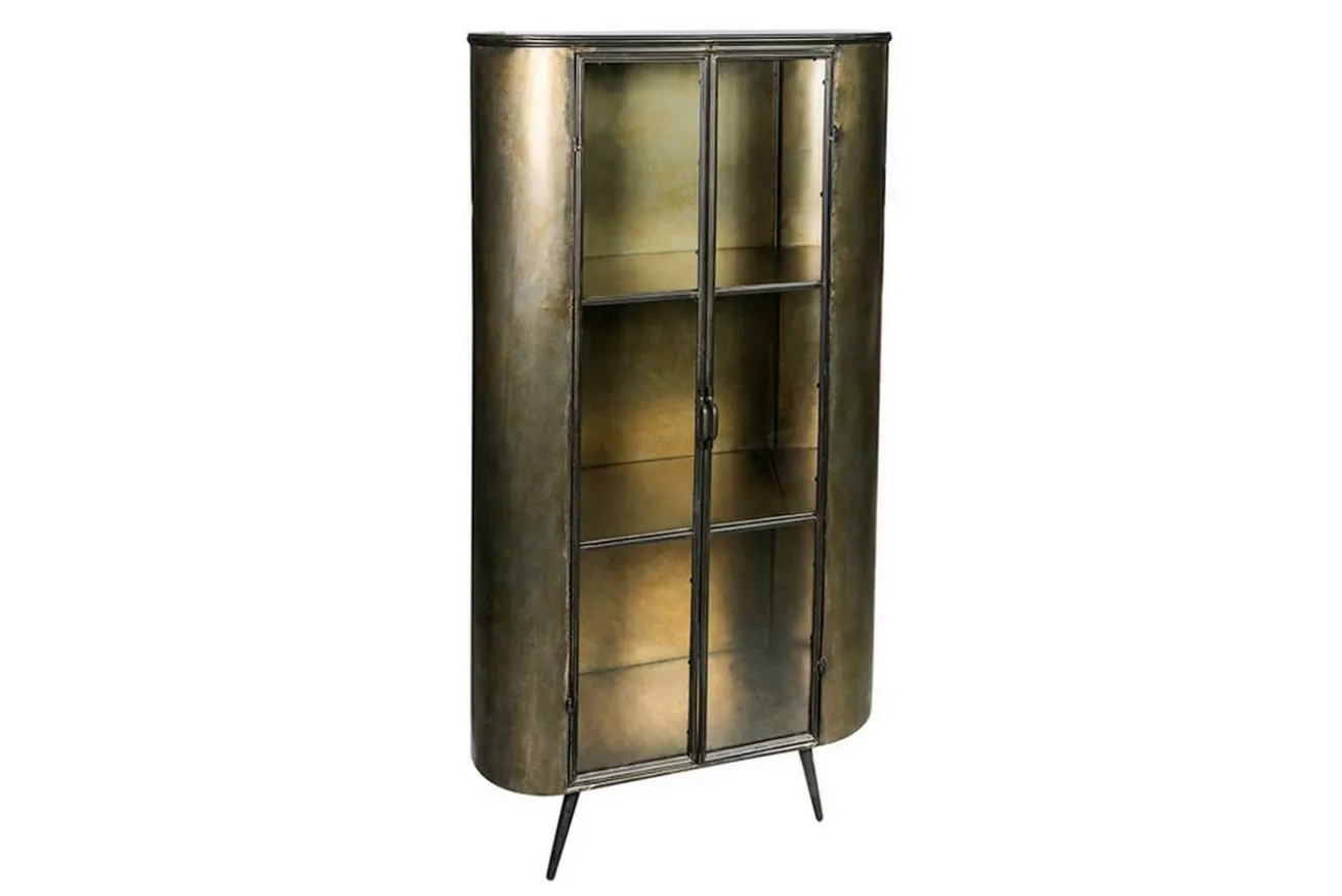 Vitrine Space Metall messing antik h 161 cm
