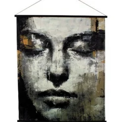 Wandbild Face schwarz gold H 145 cm
